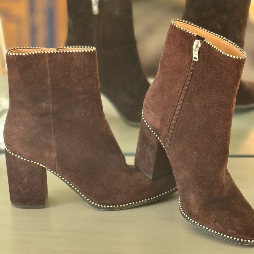 Coach Dark Brown Suede Heeled Boots